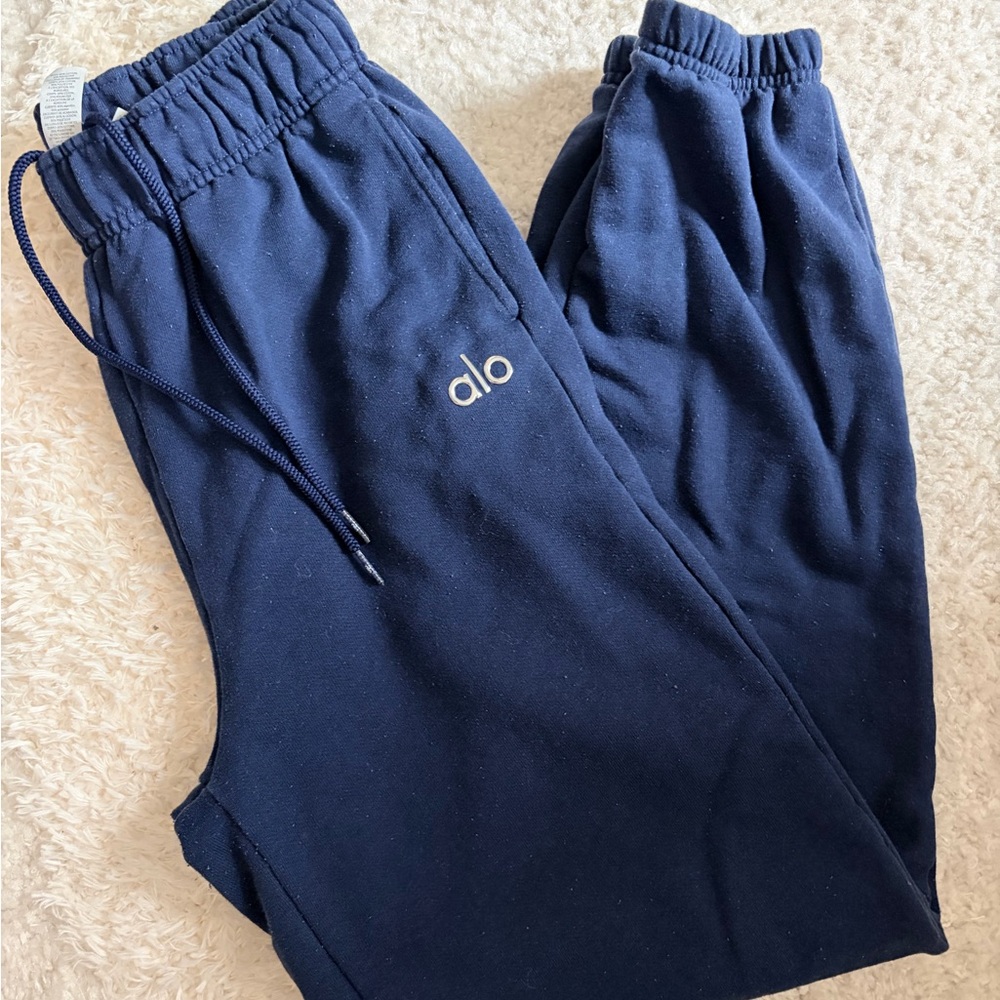 ALO Yoga Navy Blue Track Pants with Drawstring